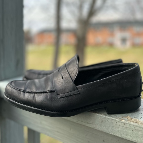 TOD’S 11 Matte Black Men’s 100% Genuine Leather Penny Loafer Made Italy US 12 - Picture 1 of 16